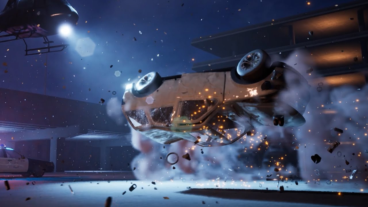 Unreal Engine Car Crash Cinematic Realtime VFX with Niagara & Chaos Physics