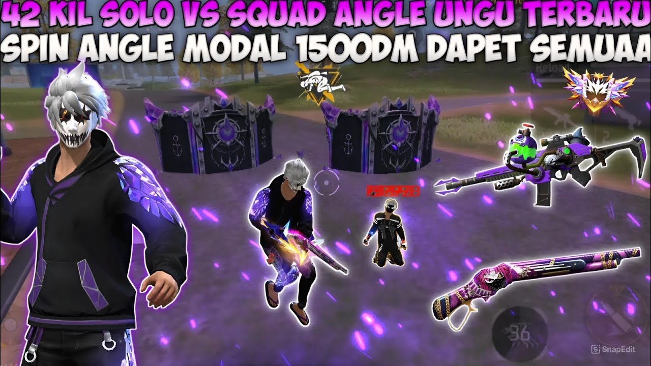 42 KILL SOLO VS SQUAD ANGEL UNGU TERBARU!! SPIN ANGLE UNGU MODAL 1500DM DAPET SEMUA😱