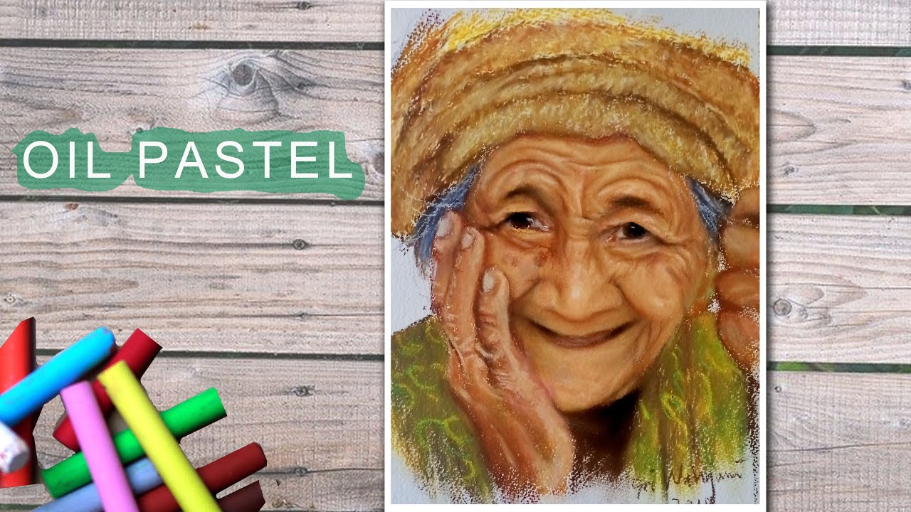 Oil Pastel Old Woman Painting |  Blending Technique