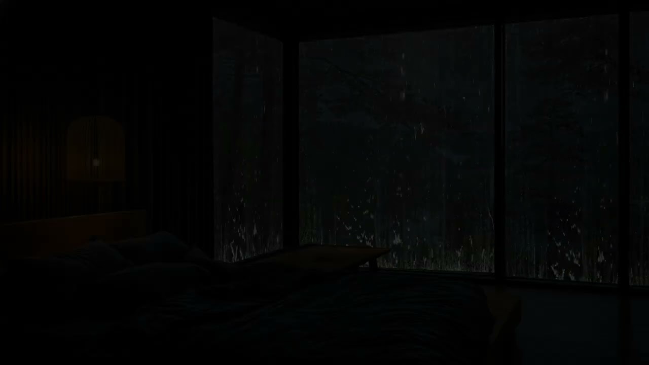 FALL SLEEP INSTANTLY(No Ads)😴💦Heavy Rain-Thunder Sounds🔥Warm Fire for Mind Healing&Stop Overthinking