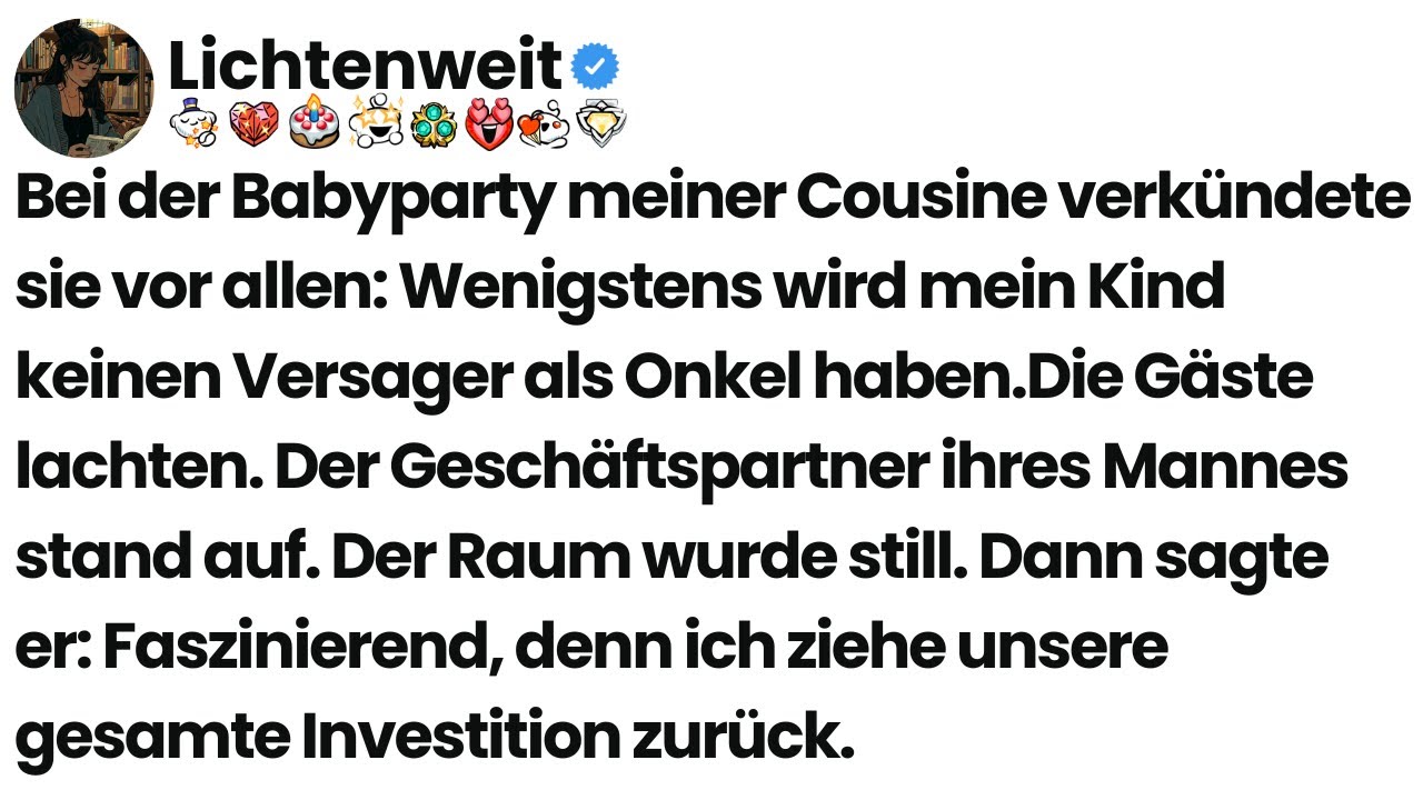 [Ganze Folge] Bei der Babyparty meiner Cousine verkündete sie vor allen: Wenigstens wird mein Kind