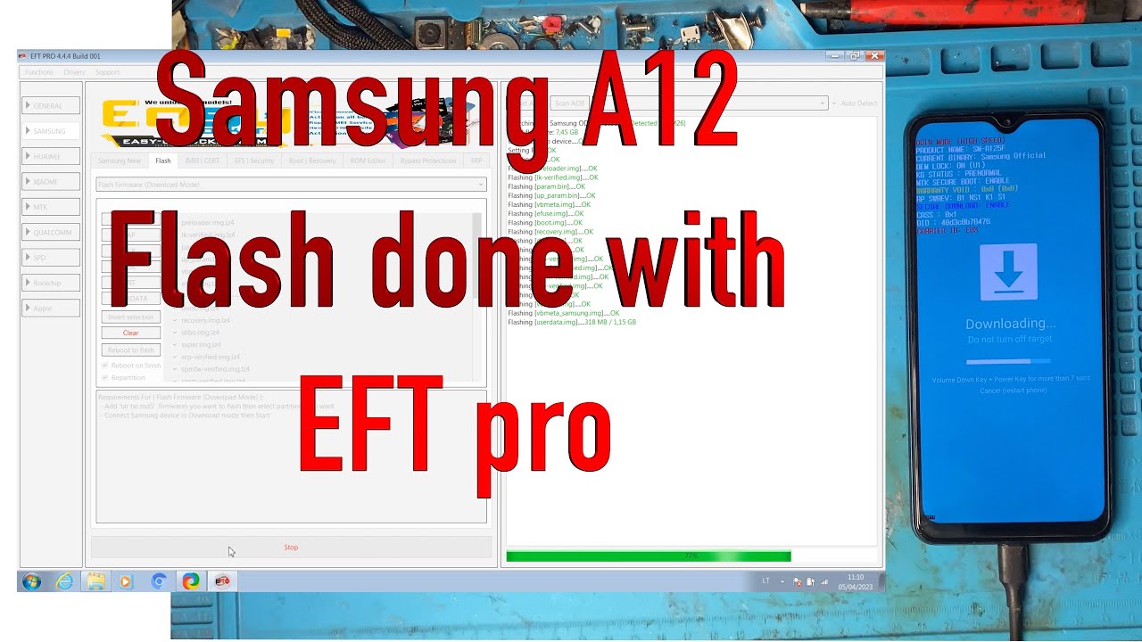 Samsung A12 flash with EFT pro