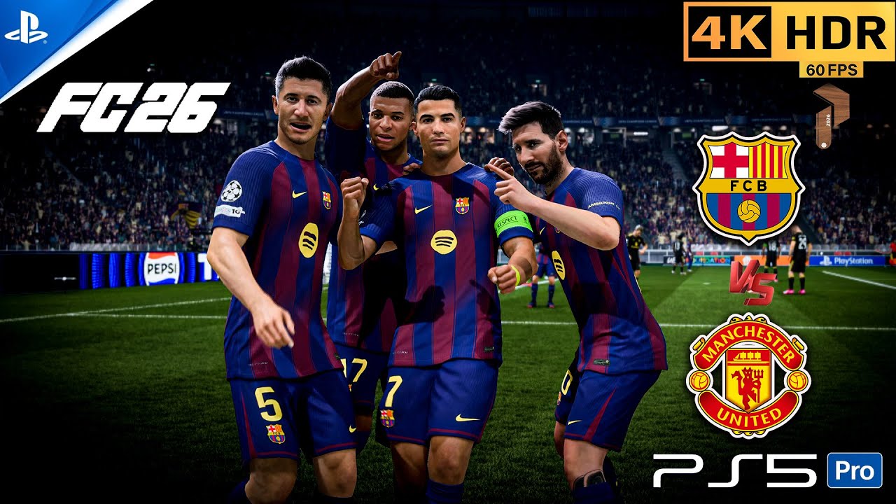 Barcelona vs Man United 🔥 FC 26 PS5 Pro 4K 60FPS Gameplay Highlights #fc26 #ronaldo #messi #ps5
