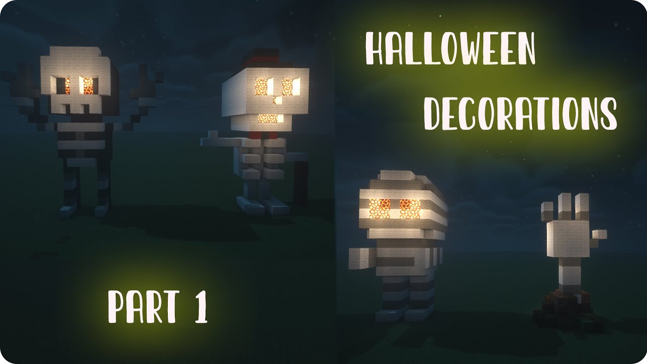 How to build a Scary Skeletons - Minecraft Halloween Decorations! PART 1! [ Girl Builder Pachi ]