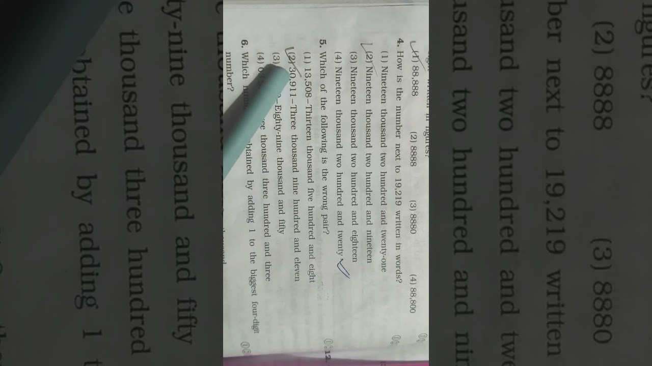 Class 4 Scholarship Exam Maharashtra Board Navneet Book 1 Read and Write Nos up to 5 digits Part 2