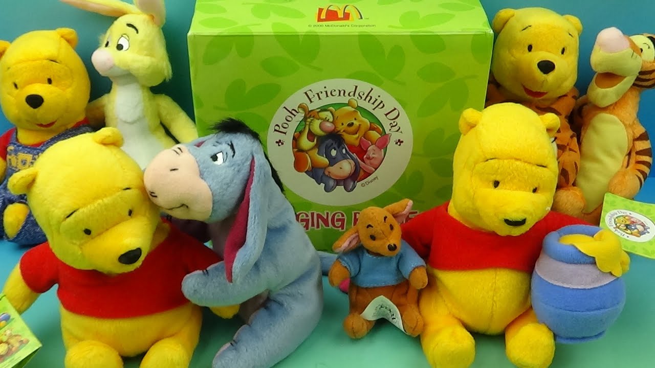 2000 McDONALD'S POOH FRIENDSHIP DAY HUGGING BUDDIES SET OF 8 HAPPY MEAL COLLECTIBLES VIDEO REVIEW