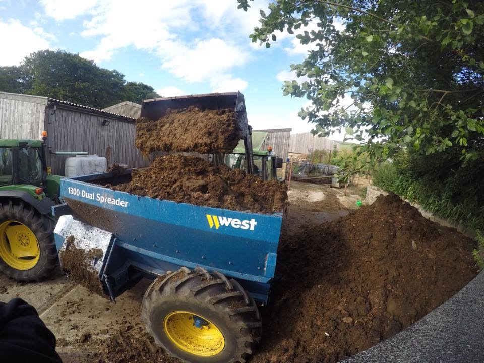 Pike House Farm Muck Spreading 2015 (West 1300 Dual Spreader, John Deere 6600 & 6200)