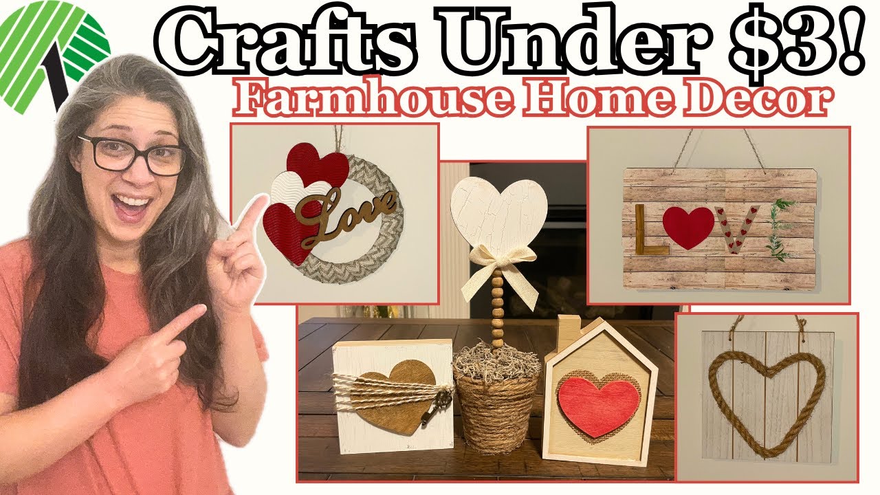 Dollar Tree DIY❤️Valentine Crafts | Farmhouse Decor | Budget Friendly DIYs | Valentine's Day Crafts