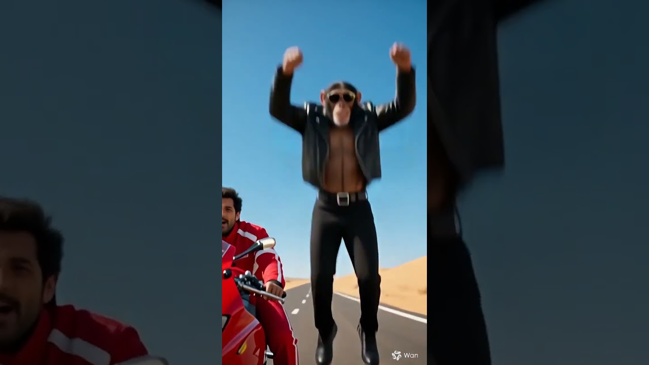 Man VS Monkey bike race 😱😈 //