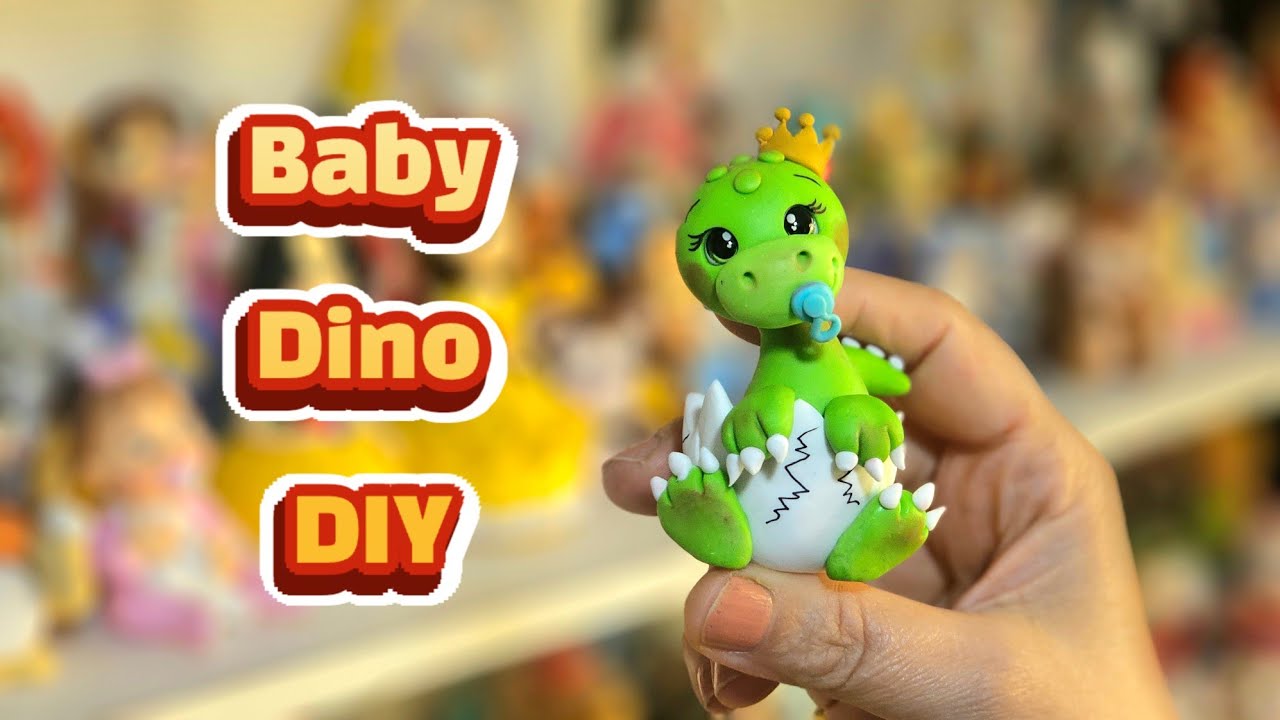 "Cute Baby Dinosaur 🦖 with Crown 👑 | Polymer Clay Tutorial | Easy DIY"