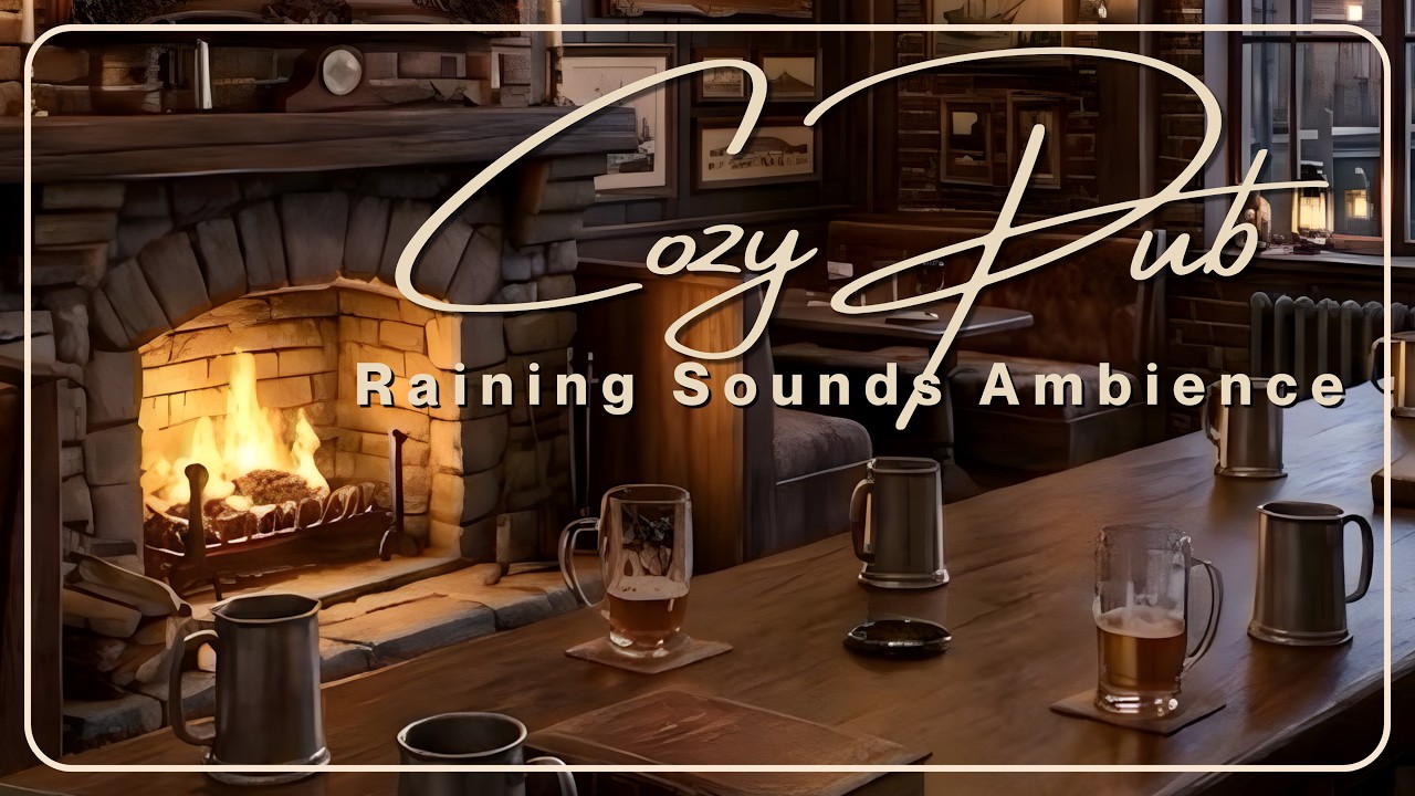 1800s Harbor Tavern: Rainy Ambience with Antique Kraken Prints & Delta Blues