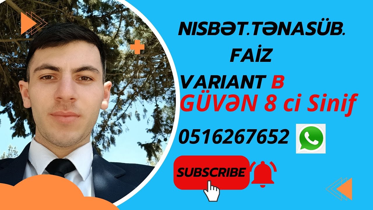 Güvən 8 ci sinif NİSBƏT.TƏNASÜB.FAİZ B Variantı. Test izahı