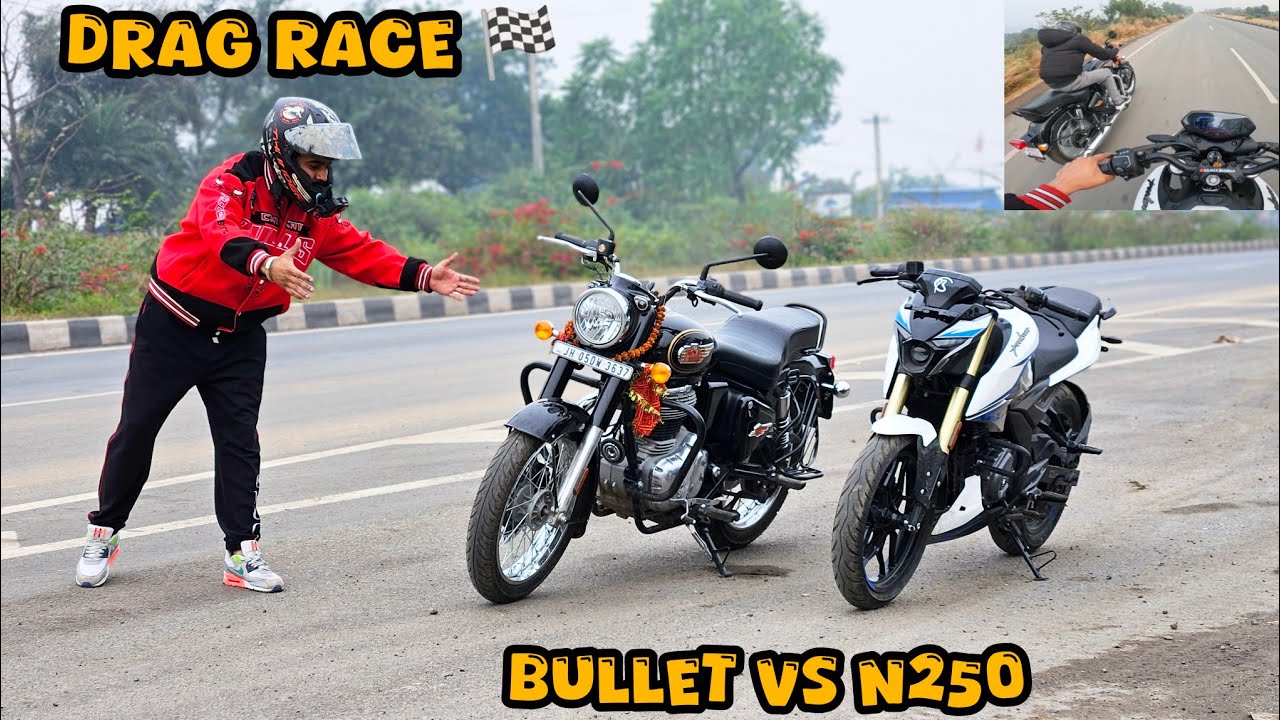 Bullet 350 vs Pulsar N250 Drag Race 🏁 Royal  Enfield vs Bajaj