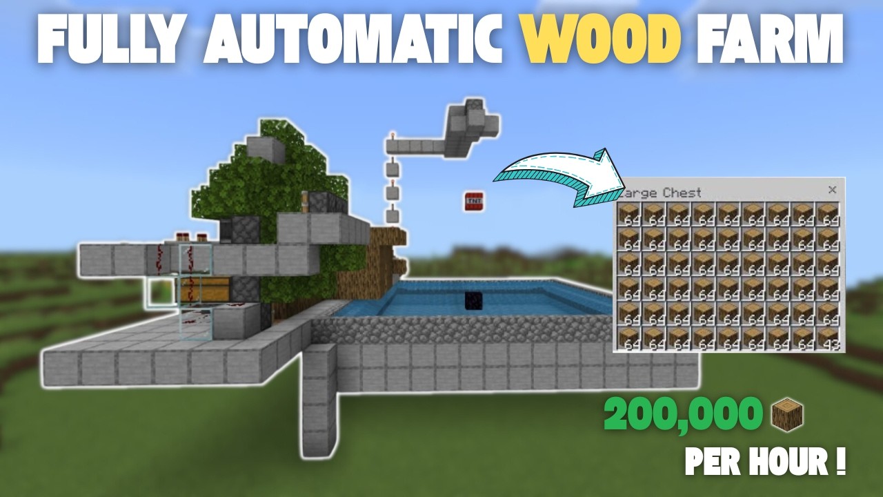 Простая и полностью автоматическая ферма деревьев/леса в Minecraft Bedrock 1.21+ | Простая автома...