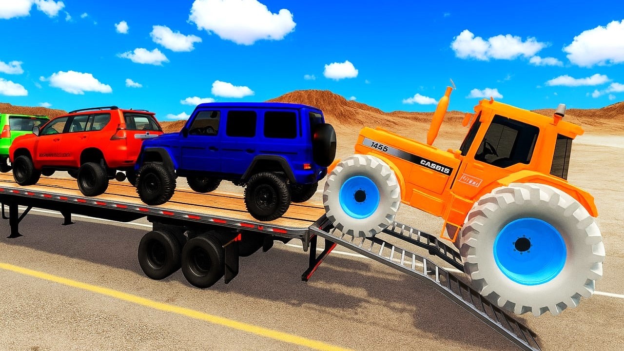 Flatbed Truck McQueen | Transportation with Truck - Pothole vs Car # | BeamNG.Drive Gameplay