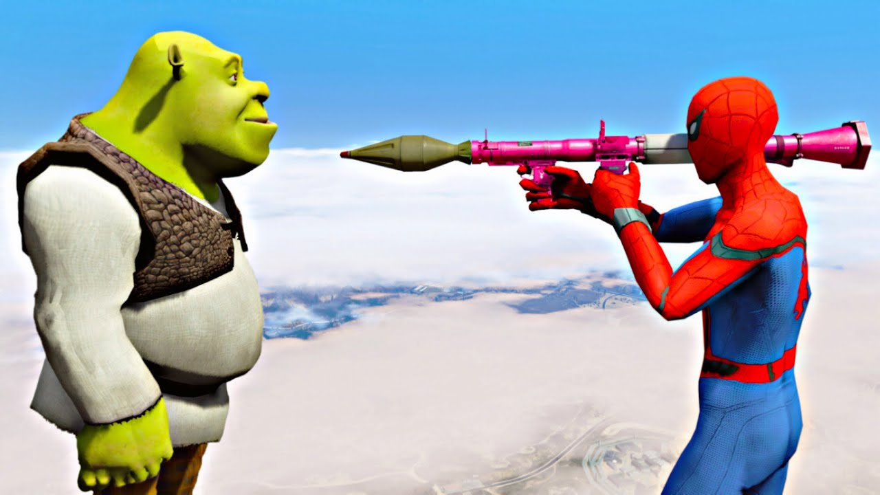 GTA 5 Crazy Ragdolls Spiderman vs SHREK (Euphoria Physics, Fails, Funny moments)