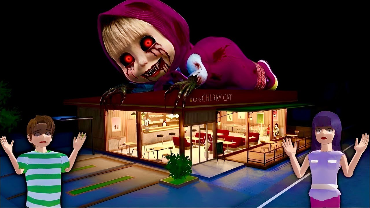 Mio Yuta caught MASHA ZOMBIE GIANT hiding at the cafe😱‼️| SAKURA School Simulator 