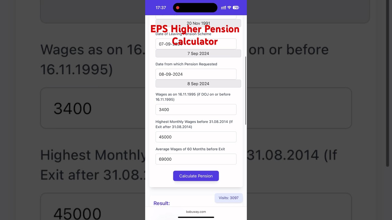 Best EPS/EPF higher pension calculator. Calculate pension in 2 mins #eps95 #eps95pensioncalculation
