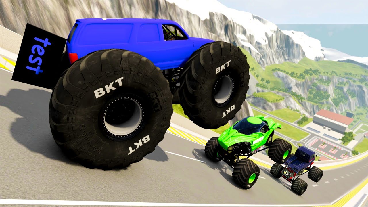 Epic High Speed monster trucks jumps stunts & crashes #001 | BeamNG Drive