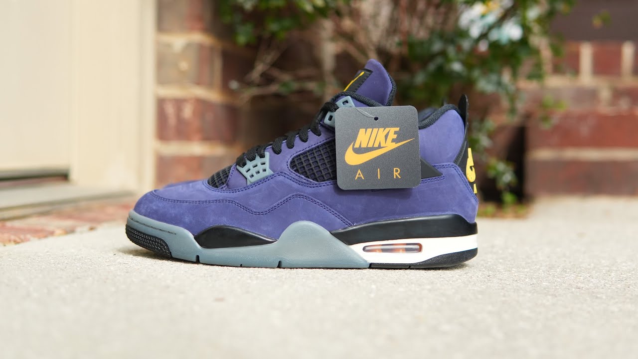 Обзор кроссовок Jordan 4 Retro &ldquo;Lakeshow&rdquo; и их демонстрация на ногах.