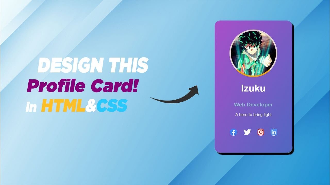 DESIGN USER PROFILE CARD USING HTML AND CSS #html