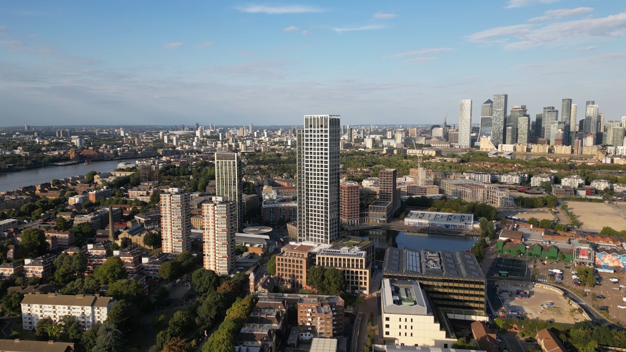 Surrey Quays, London from Above - 4K Drone Footage