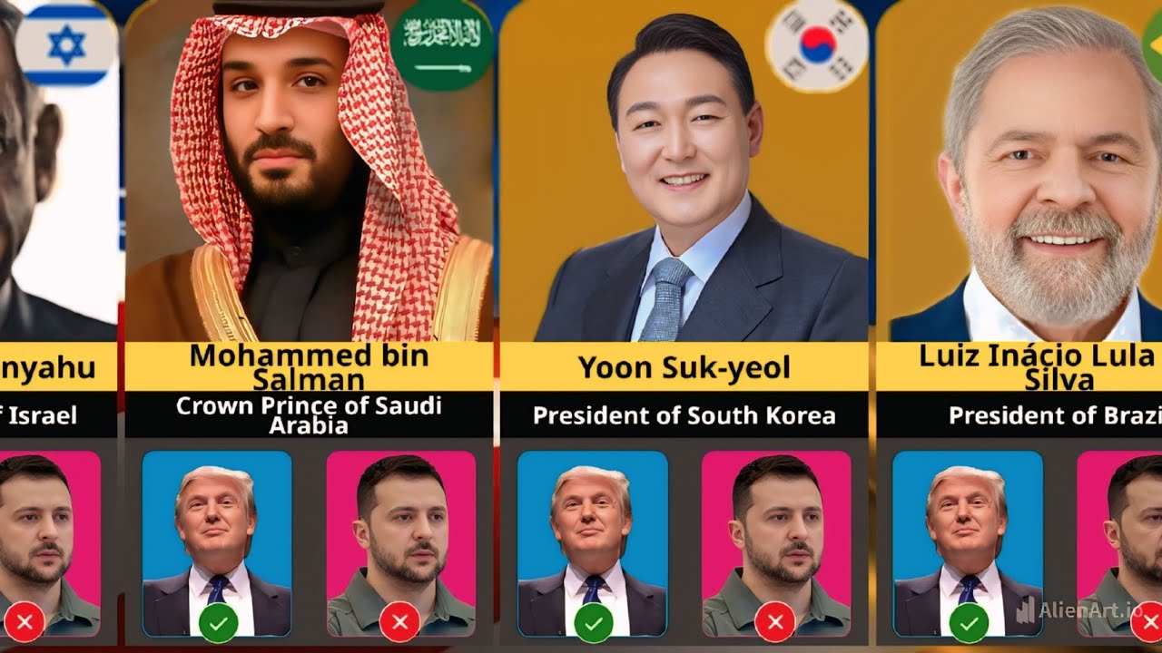 Comparison: 195 Countries State Leaders Who SUPPORT Trump or Zelensky Part-1