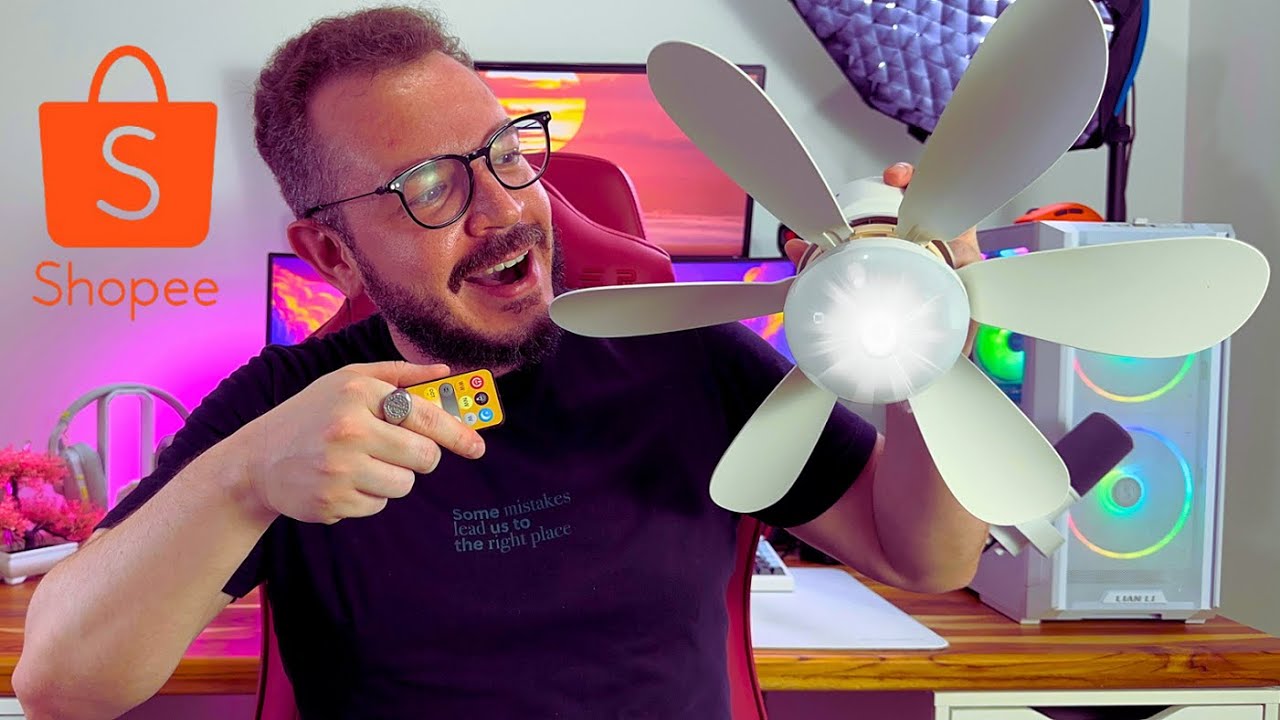 LÂMPADA com VENTILADOR de TETO BARATO DA SHOPEE - Unboxing e Review COMPLETO!