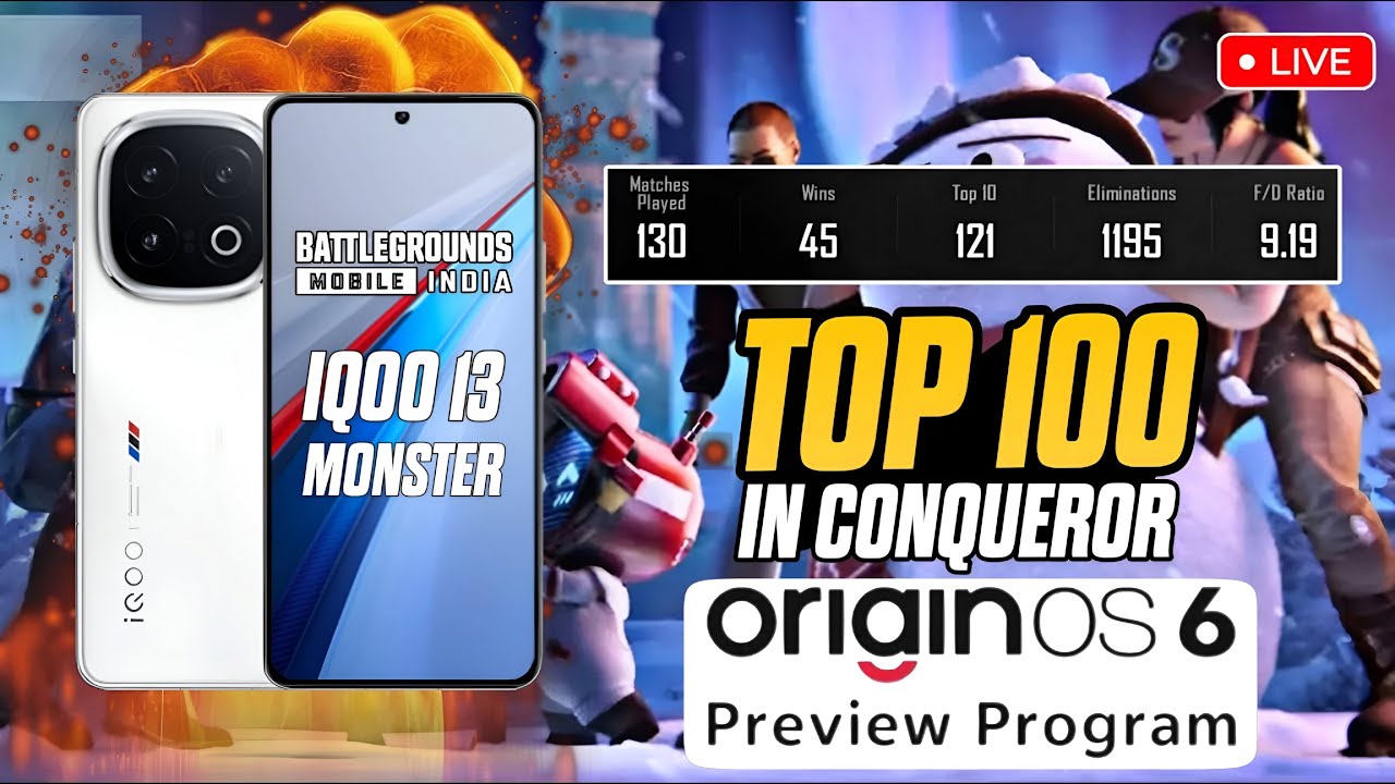 🔴ROAD TO TOP 100 | CONQUEROR RANK PUSH DAY-11 | IQOO 13 INDIA FASTEST PHONE LIVE PERFORMANCE TEST