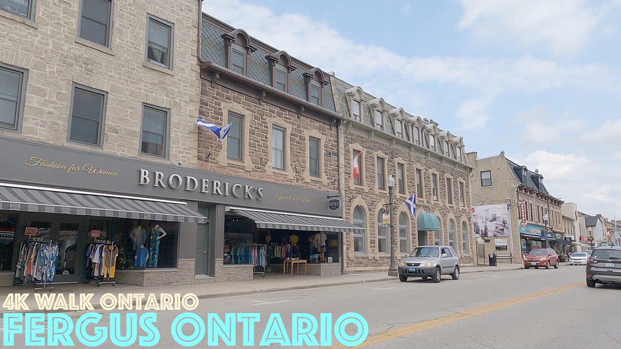 Fergus Ontario - Downtown - St. Andrew Street West: 4K Slow Walk Toronto & Ontario, Canada