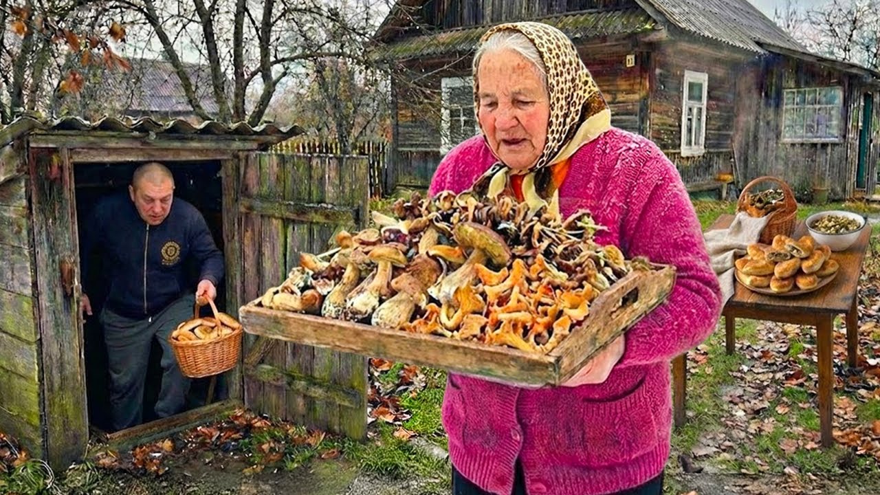 85-Year-Old Grandma Prepares Winter Reserves — Ukrainian Cooking in a Remote Mountain Village