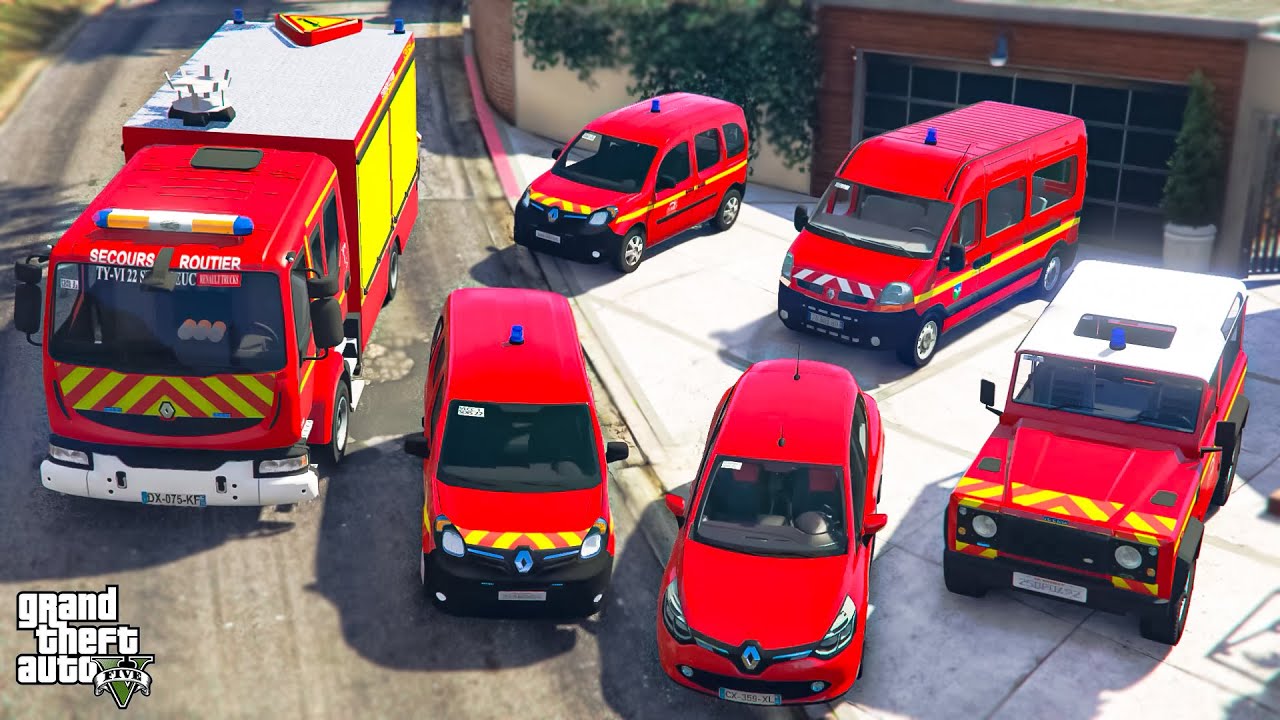 GTA 5 - Franklin Steal French FIRE Department Vehicles in GTA V! | (GTA V Roleplay)