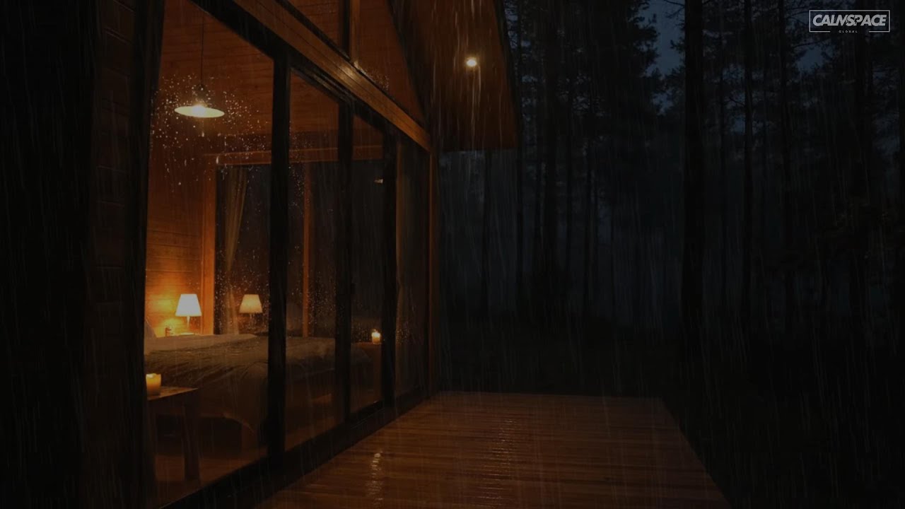 Heavy Rain at a Cozy Cabin 🌧️ Dark Night Ambience for Deep Sleep