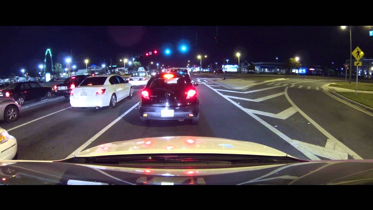 International Drive Orlando Florida 2013 Gopro 3 roof mounted Night drive uncut.