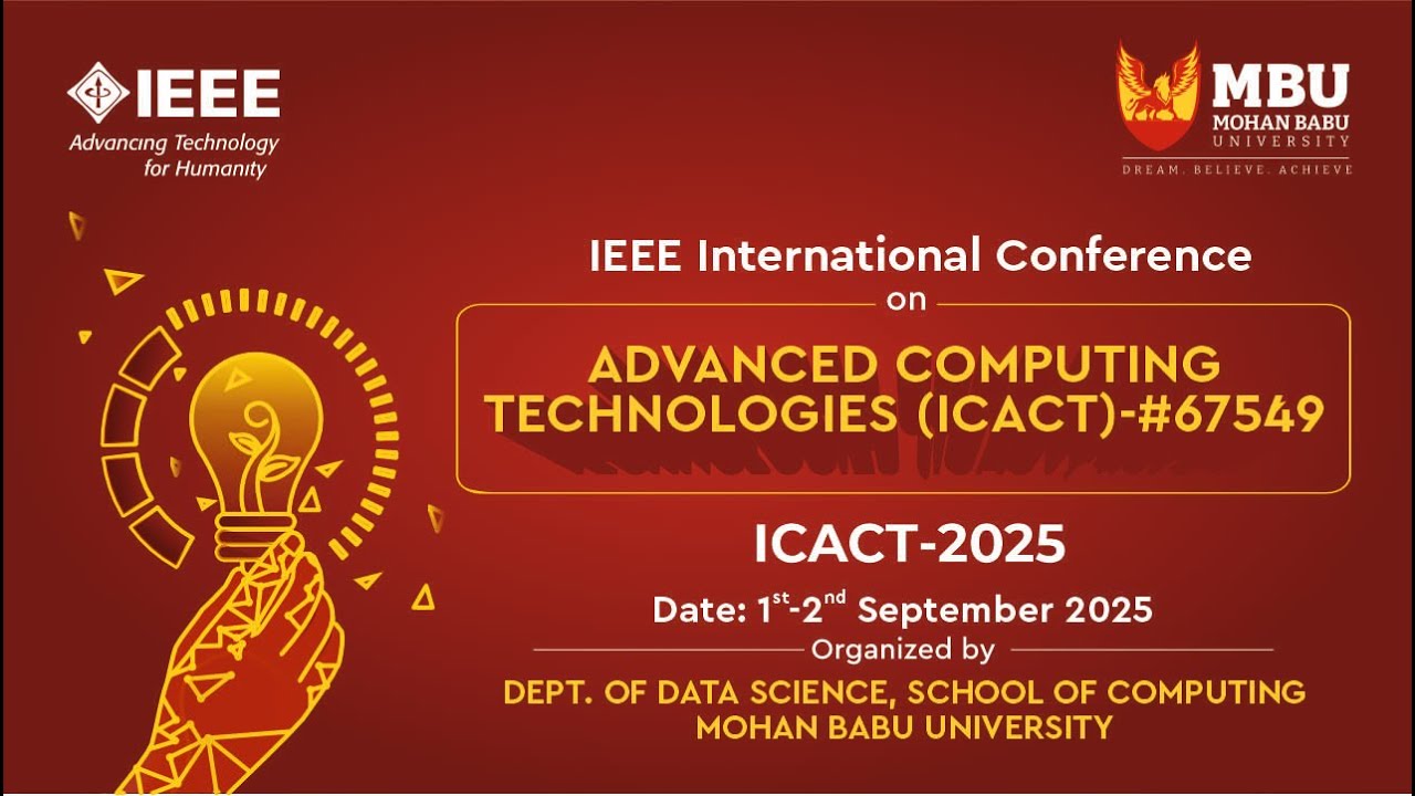 IEEE-ICACT 2025 | Department of DATA SCIENCE | Mohan Babu University | MBU - Live