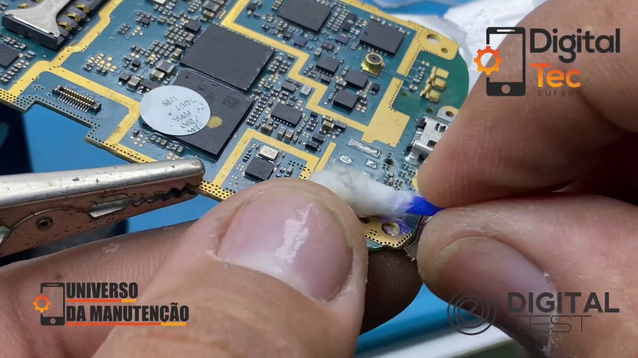 Troca de microfone do celular usando estação de retrabalho Yaxun YX -8033 curso conserto de celular