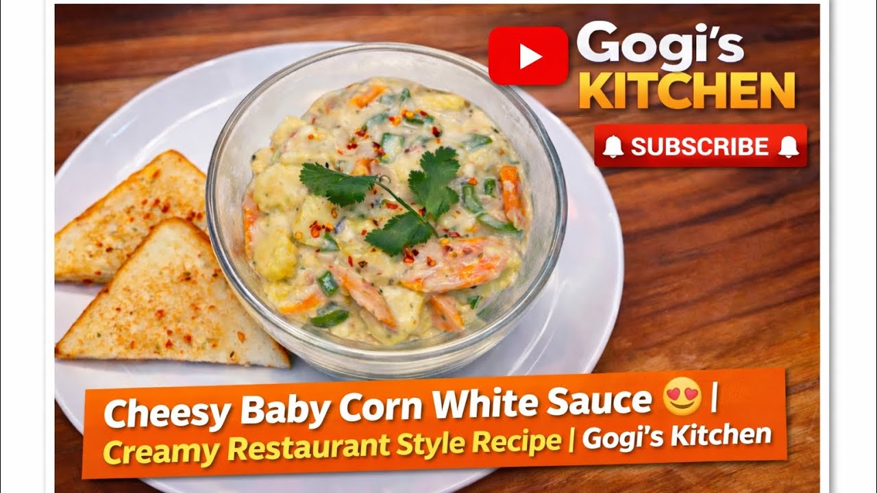 10 Min Magic 😍 | Cheesy Baby Corn White Sauce | Quick & Super Creamy Recipe | Gogi’s kitchen 
