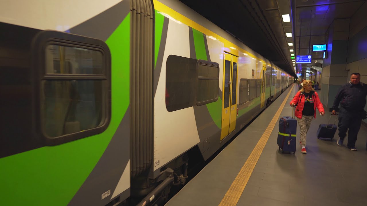 Poland, train ride from Warsaw Chopina Airport to Warszawa Zachodnia (Warsaw West)