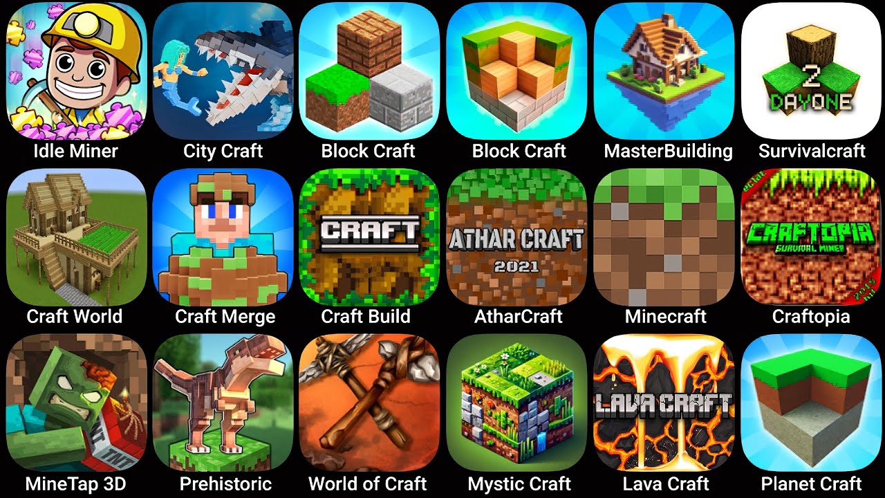 Idle Miner, City Craft, Mine Tap 3D, Craft and Merge, Minecraft, Prehistoric Craft, Lava Craft