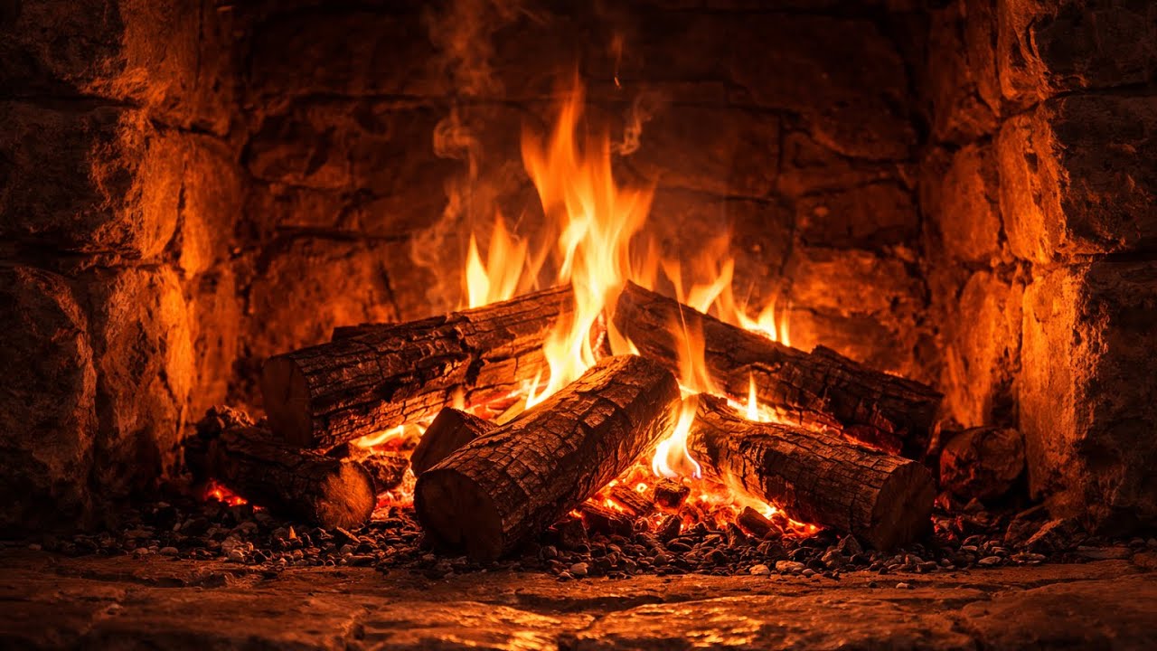 4 Hours Cozy Fireplace 🔥 Real Crackling Fire Sounds | 1080p HD Ambience