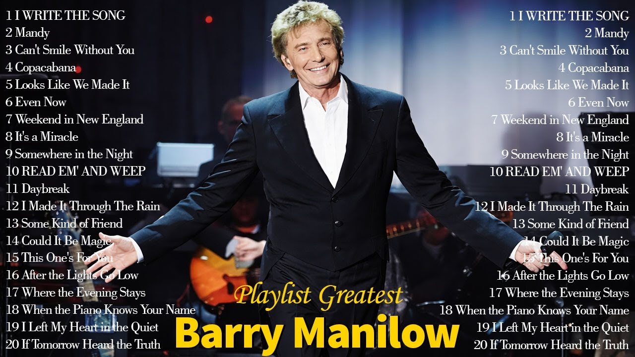 Barry Manilow Playlist Greatest Hits | Classic Love Songs & Adult Contemporary🎶