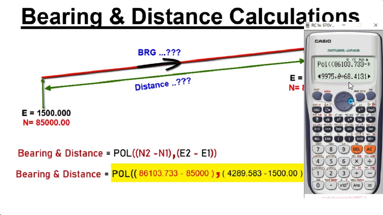 How to Calculate Bearing & Distance. | Bearing & Distance|