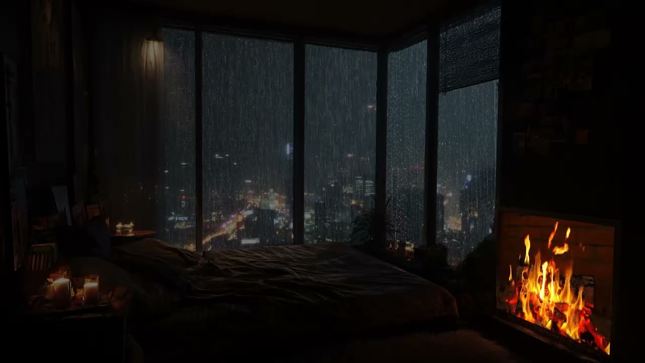 Firestorm Rain: Relaxing Rain & Fireplace Sounds for Sleep & Stress Relief | Calming Ambience