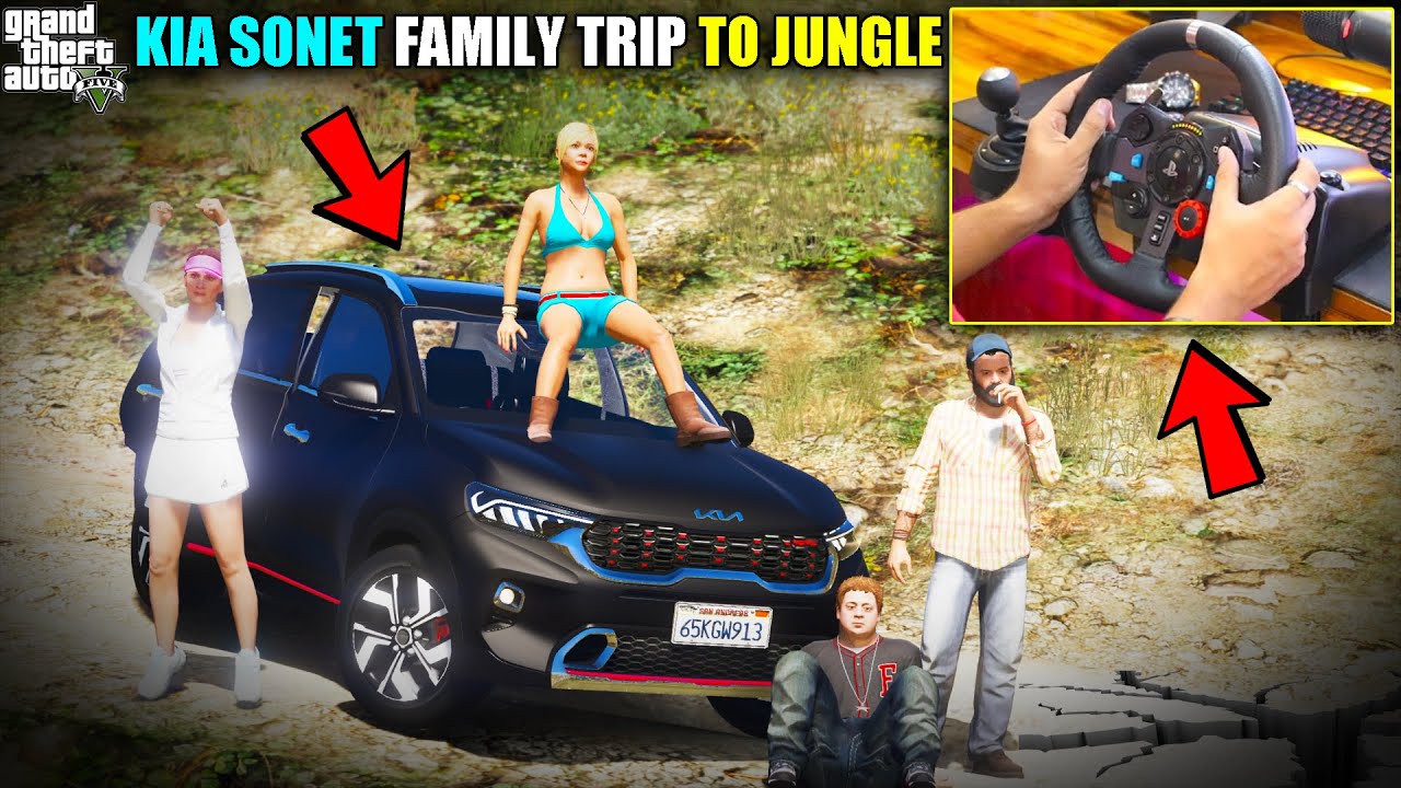 GTA 5 : Going On Family Trip With New Kia Sonet To Jungle Gameplay With Logitech G29