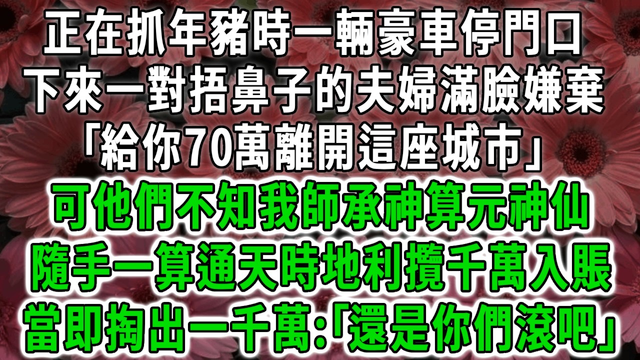 正在抓年豬時一輛豪車停門口，下來一對捂鼻子的夫婦滿臉嫌棄:｢給你70萬離開這座城市｣可他們不知我師承神算元神仙,隨手一算通天時地利攬千萬入賬,當即掏出一千萬:｢還是你們滾吧｣#荷上清風 #爽文