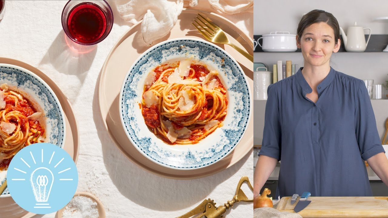 Marcella Hazan's Tomato Sauce with Onion & Butter | Genius Recipes