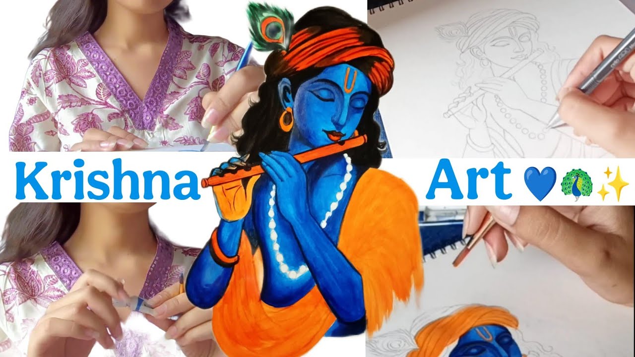 How to Draw Lord Krishna | Step-by-Step Art Tutorial 🕉️ 