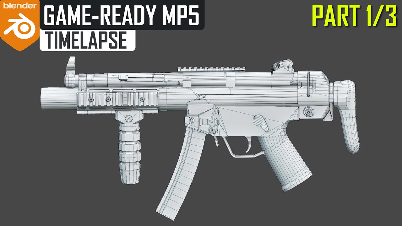 Blender Gun Modeling - MP5 SMG Weapon - Low Poly Model - (Part 1)