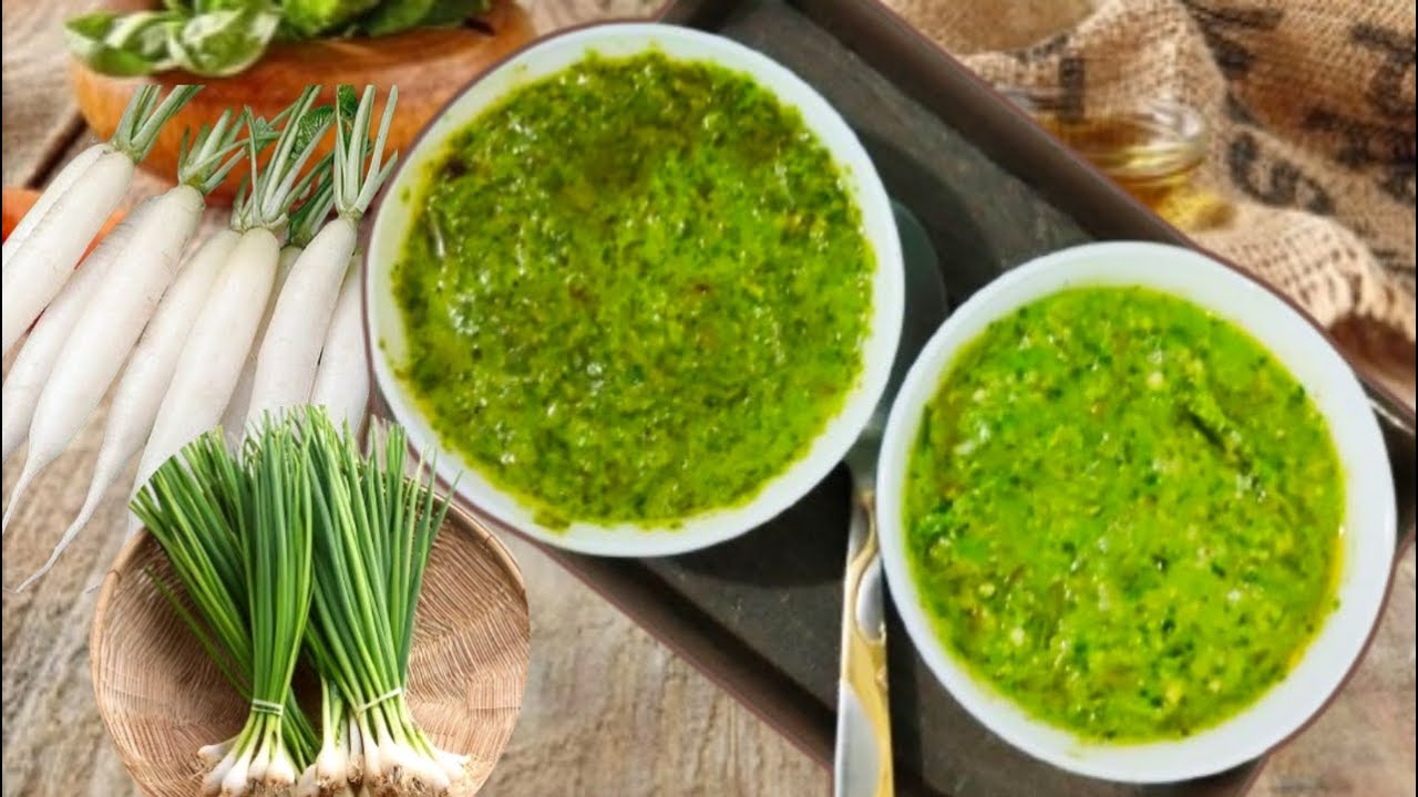 Mooli Patte Ki Chutney | How To Make Hare Lehsun Ki Chutney | Green Chutney Recipe Yummy Traditional