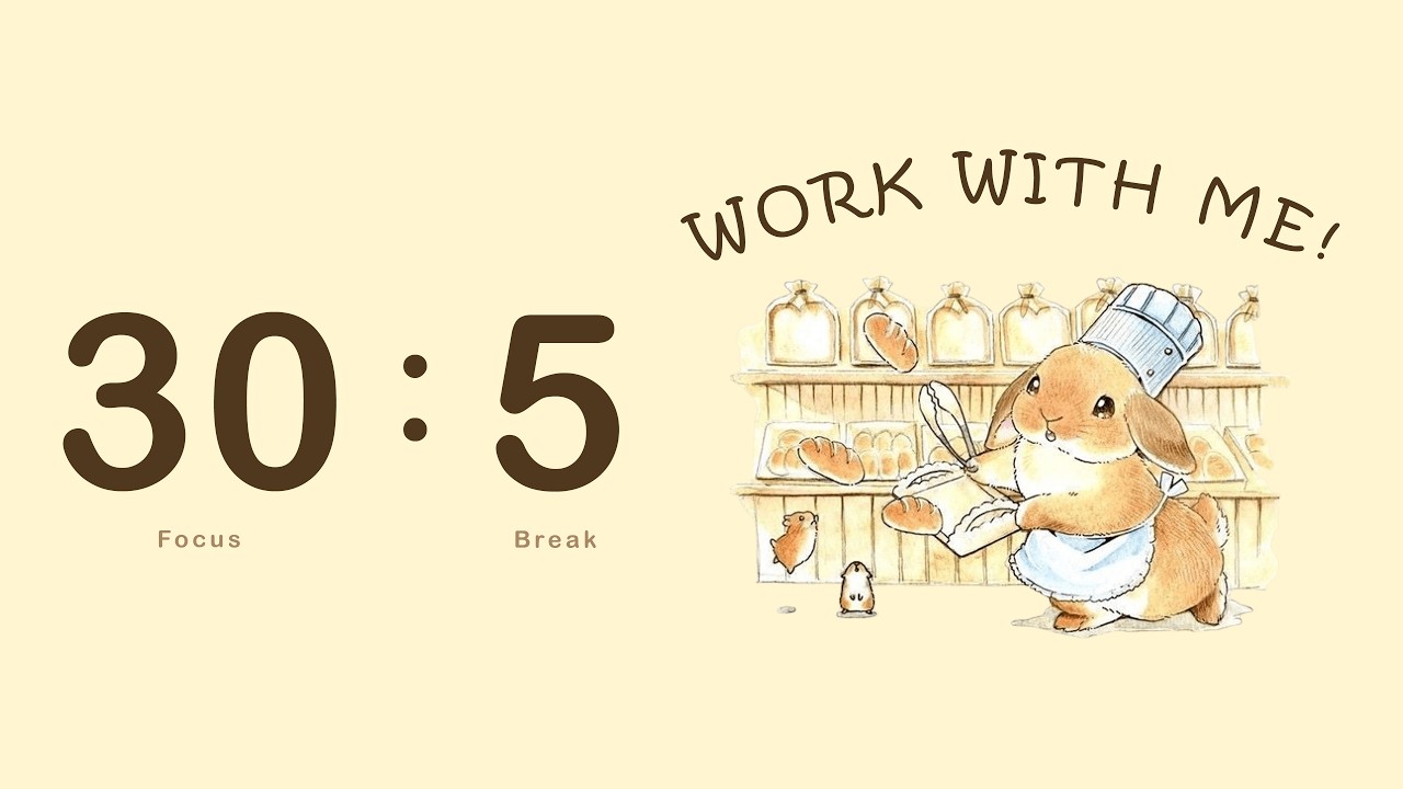 Work With Me 🐾 | Pomodoro Timer 30/5 (2.5H) for Calm Work Mode | Lo-fi Music